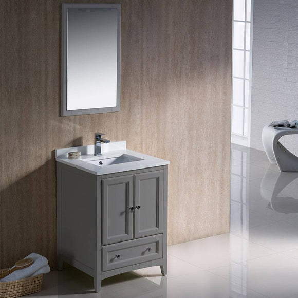 Fresca FVN2024GR Oxford 24" Gray Traditional Bathroom Vanity