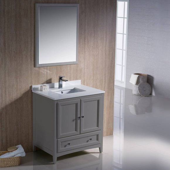 Fresca FVN2030GR Oxford 30" Gray Traditional Bathroom Vanity