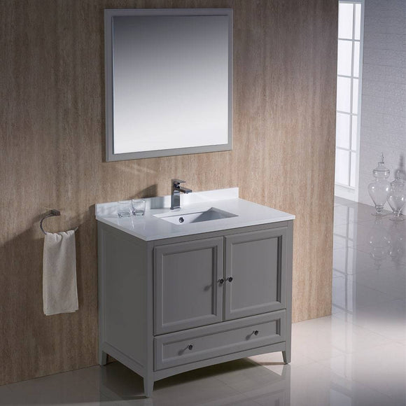 Fresca FVN2036GR Oxford 36" Gray Traditional Bathroom Vanity