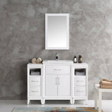 Fresca FVN21-122412WH Cambridge 48" White Traditional Bathroom Vanity with Mirror