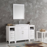 Fresca FVN21-123012WH Cambridge 54" White Traditional Bathroom Vanity with Mirror