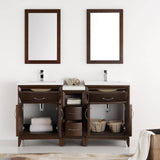 Fresca FVN21-241224AC Cambridge 60" Antique Coffee Double Sink Traditional Bathroom Vanity with Mirrors