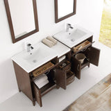 Fresca FVN21-241224AC Cambridge 60" Antique Coffee Double Sink Traditional Bathroom Vanity with Mirrors