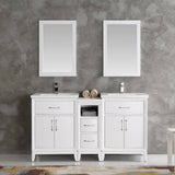 Fresca FVN21-241224WH Cambridge 60" White Double Sink Traditional Bathroom Vanity with Mirrors