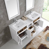 Fresca FVN21-241224WH Cambridge 60" White Double Sink Traditional Bathroom Vanity with Mirrors