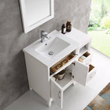Fresca FVN21-2412WH Cambridge 36" White Traditional Bathroom Vanity with Mirror