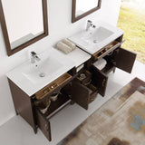 Fresca FVN21-301230AC Cambridge 72" Antique Coffee Double Sink Traditional Bathroom Vanity with Mirrors