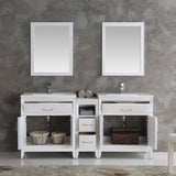 Fresca FVN21-301230WH Cambridge 72" White Double Sink Traditional Bathroom Vanity with Mirrors