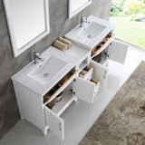 Fresca FVN21-301230WH Cambridge 72" White Double Sink Traditional Bathroom Vanity with Mirrors