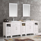 Fresca FVN21-84WH Cambridge 84" White Double Sink Traditional Bathroom Vanity with Mirrors