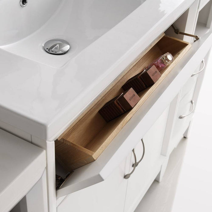 Fresca FVN21-96WH Cambridge 96" White Double Sink Traditional Bathroom Vanity with Mirrors