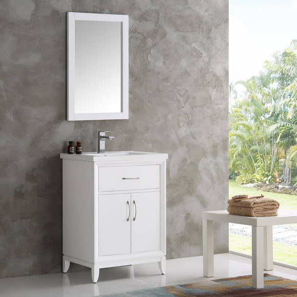 Fresca FVN2124WH Cambridge 24" White Traditional Bathroom Vanity with Mirror