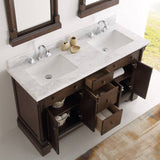 Fresca FVN2260AC Kingston 61" Antique Coffee Double Sink Traditional Bathroom Vanity with Mirrors