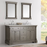 Fresca FVN2260SA Kingston 61" Antique Silver Double Sink Traditional Bathroom Vanity with Mirrors