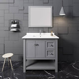 Fresca FVN2336GR Manchester 36" Gray Traditional Bathroom Vanity with Mirror