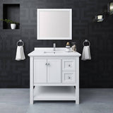 Fresca FVN2336WH Manchester 36" White Traditional Bathroom Vanity with Mirror