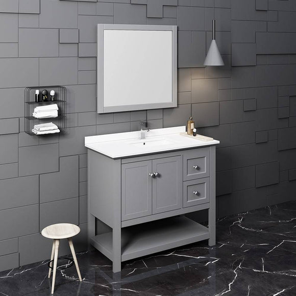 Fresca FVN2340GR Manchester 42" Gray Traditional Bathroom Vanity with Mirror