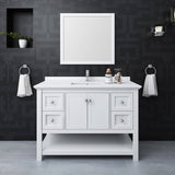 Fresca FVN2348WH Manchester 48" White Traditional Bathroom Vanity with Mirror