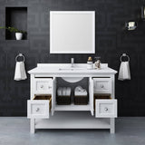 Fresca FVN2348WH Manchester 48" White Traditional Bathroom Vanity with Mirror