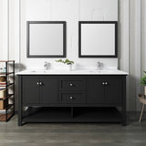 Fresca FVN2372BL-D Manchester 72" Black Traditional Double Sink Bathroom Vanity with Mirrors