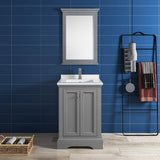 Fresca FVN2424GRV Windsor 24" Gray Textured Traditional Bathroom Vanity with Mirror
