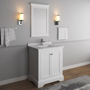 Fresca FVN2430WHM Windsor 30" Matte White Traditional Bathroom Vanity with Mirror
