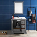 Fresca FVN2436GRV Windsor 36" Gray Textured Traditional Bathroom Vanity with Mirror