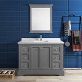 Fresca FVN2448GRV Windsor 48" Gray Textured Traditional Bathroom Vanity with Mirror
