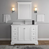 Fresca FVN2448WHM Windsor 48" Matte White Traditional Bathroom Vanity with Mirror