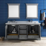 Fresca FVN2472GRV Windsor 72" Gray Textured Traditional Double Sink Bathroom Vanity with Mirrors