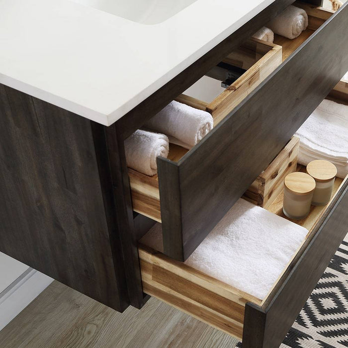 Fresca FVN31-123012ACA Formosa 54" Wall Hung Modern Bathroom Vanity with Mirror in Acacia