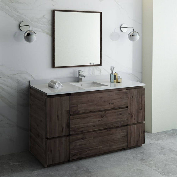 Fresca FVN31-123612ACA-FC Formosa 60" Floor Standing Single Sink Modern Bathroom Vanity with Mirror