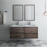 Fresca FVN31-2424ACA Formosa 48" Wall Hung Double Sink Modern Bathroom Vanity with Mirrors
