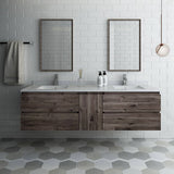 Fresca FVN31-301230ACA Formosa 72" Wall Hung Double Sink Modern Bathroom Vanity with Mirrors