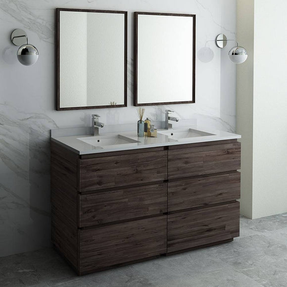 Fresca FVN31-3030ACA-FC Formosa 60" Floor Standing Double Sink Modern Bathroom Vanity with Mirrors