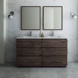 Fresca FVN31-3030ACA-FC Formosa 60" Floor Standing Double Sink Modern Bathroom Vanity with Mirrors in Acacia