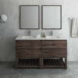 Fresca FVN31-3030ACA-FS Formosa 60" Floor Standing Double Sink Modern Bathroom Vanity with Open Bottom & Mirrors