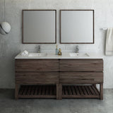 Fresca FVN31-3636ACA-FS Formosa 72" Floor Standing Double Sink Modern Bathroom Vanity with Open Bottom & Mirrors