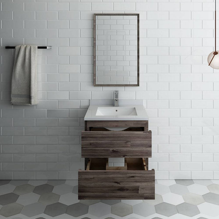 Fresca FVN3124ACA Formosa 24" Wall Hung Modern Bathroom Vanity with Mirror in Acacia