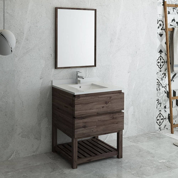 Fresca FVN3130ACA-FS Formosa 30" Floor Standing Modern Bathroom Vanity with Open Bottom & Mirror