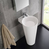Fresca FVN5022WH Messina 16" White Pedestal Sink with Medicine Cabinet - Modern Bathroom Vanity