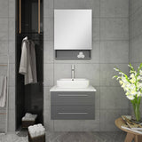 Fresca FVN6124GR-VSL Lucera 24" Gray Wall Hung Vessel Sink Modern Bathroom Vanity with Medicine Cabinet
