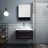 Fresca FVN6130ES-VSL Lucera 30" Espresso Wall Hung Vessel Sink Modern Bathroom Vanity with Medicine Cabinet