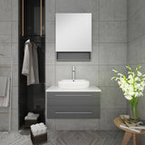 Fresca FVN6130GR-VSL Lucera 30" Gray Wall Hung Vessel Sink Modern Bathroom Vanity with Medicine Cabinet