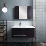 Fresca FVN6136ES-UNS-L Lucera 36" Espresso Wall Hung Undermount Sink Modern Bathroom Vanity with Medicine Cabinet - Left Version