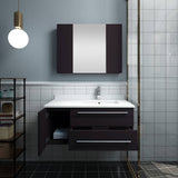 Fresca FVN6136ES-UNS-R Lucera 36" Espresso Wall Hung Undermount Sink Modern Bathroom Vanity with Medicine Cabinet - Right Version
