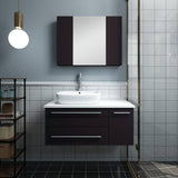 Fresca FVN6136ES-VSL-L Lucera 36" Espresso Wall Hung Vessel Sink Modern Bathroom Vanity with Medicine Cabinet - Left Version