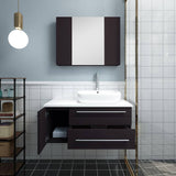 Fresca FVN6136ES-VSL-R Lucera 36" Espresso Wall Hung Vessel Sink Modern Bathroom Vanity with Medicine Cabinet - Right Version