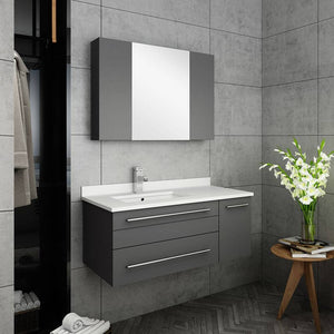 Fresca FVN6136GR-UNS-L Lucera 36" Gray Wall Hung Undermount Sink Modern Bathroom Vanity with Medicine Cabinet - Left Version