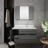 Fresca FVN6136GR-UNS-R Lucera 36" Gray Wall Hung Undermount Sink Modern Bathroom Vanity with Medicine Cabinet - Right Version